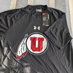 NWT. Men's Large, Utah Utes, Black Under Armour T-shirt.